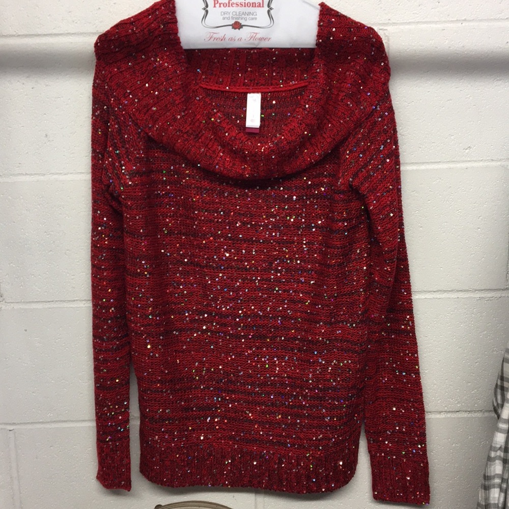 Juniors Red Sequin Sweater Size Large